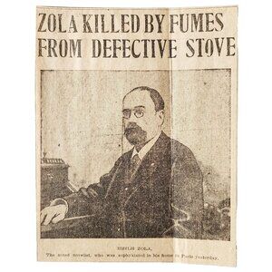 1902 Emile Zola Death Newspaper Clipping Carbon Monoxide Paris France DWKK27